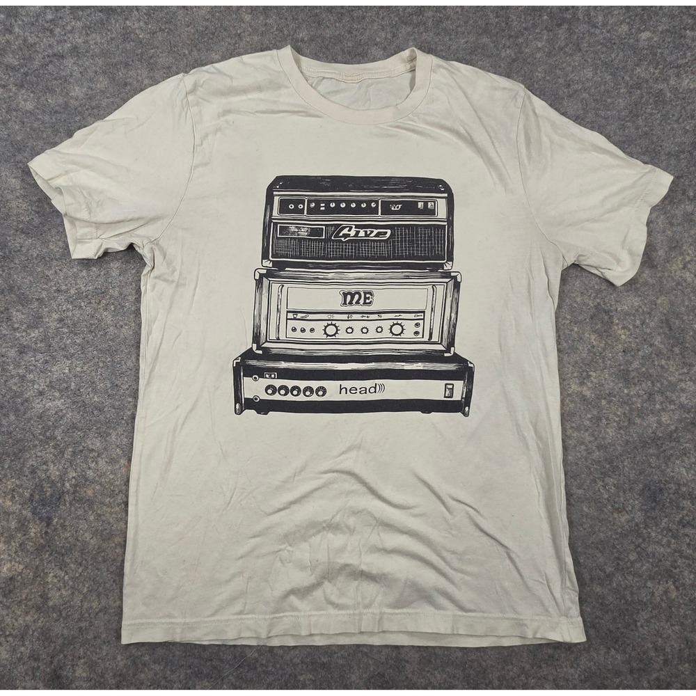 Guitar Amp Stack Give Me Head T-Shirt Off-White Tee Band Rock Metal